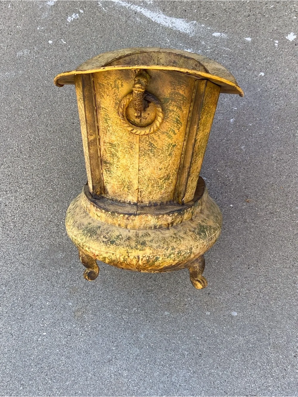 Distressed Yellow Decorative Floor Vase with Ring Accent
